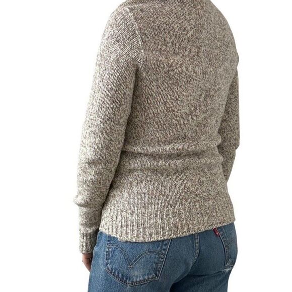 Vintage LL Bean Womens 1970s Tan Brown Wool Fisherman Crewneck Sweater Sz M - Picture 8 of 9